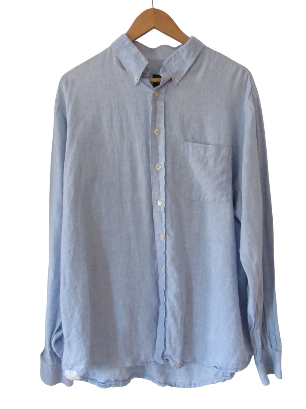 MINE Mens Light Blue Linen Button Down Shirt XL Long Sleeves Breathable Classic